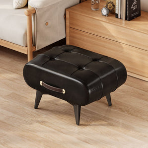 PU Leather Solid Wood Entryway Shoe Bench