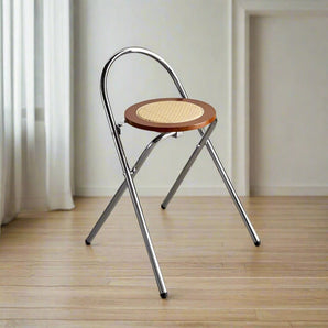 Rattan Stainless steel Folding Chair with Backrest (68cm)