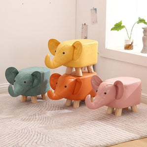 Solid Wood Cartoon Animal Small Stool