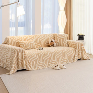 Khaki Elegance Chenille Sofa Cover : [EM-SC-39]