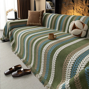 Premium Chenille Leaf Pattern Sofa Cover