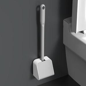 Space-Saving Silicone Toilet Brush with Bottom Drainage Base