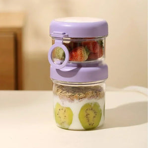 On-the-Go Salad and Yogurt Glass Cup with Leak-Proof Lid & Spoon