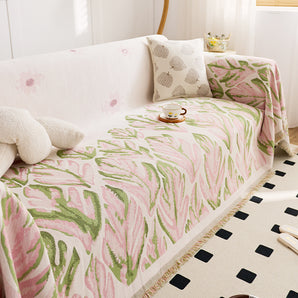 Pastel Bloom Chenille Sofa Protector Throw Cover