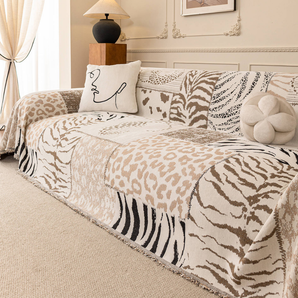 Full-Cover Chenille Sofa Protector with Retro Art Design