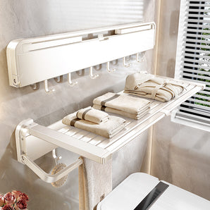 Space-Saving Concealed Foldable Wall Shelf With Retractable Tray
