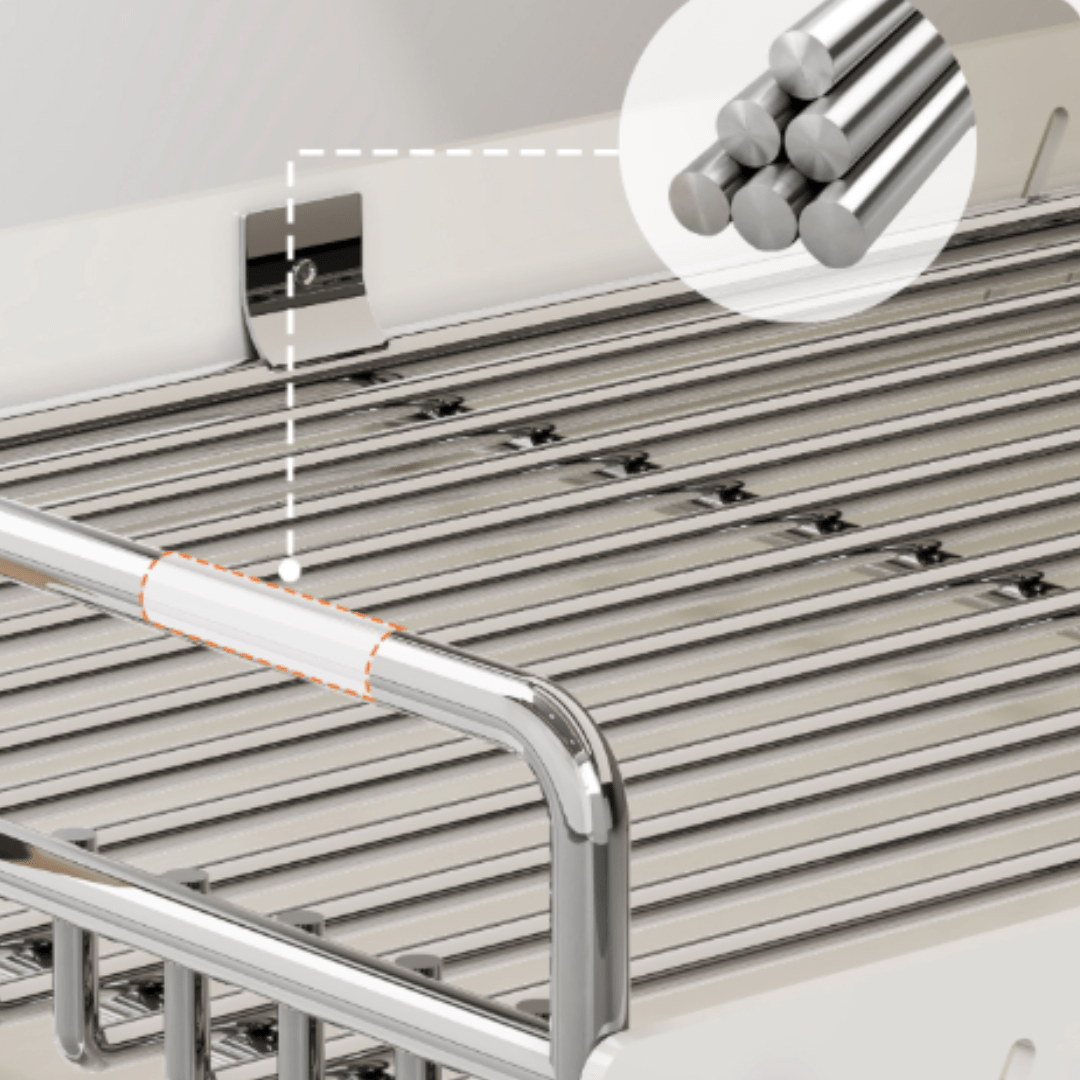 Space-Saving Stainless Steel Pull Out Dish & Bowl Rack with Drip Tray