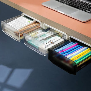 Space Saving Self-Adhesive Under Table Storage Drawer