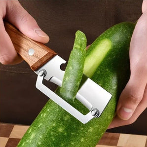 2-in-1 Stainless Steel Kitchen Peeler with Wooden Handle