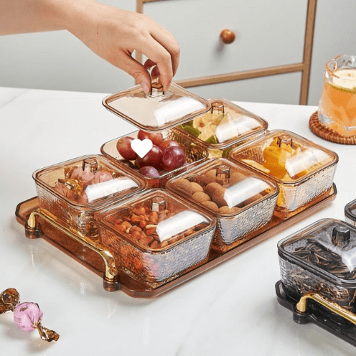 Luxury Serving Tray Glass Bowl With Lid