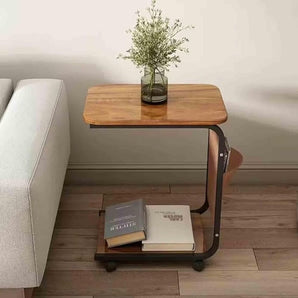 Double-Layer Wheeled Bedside Table for Modern Small Spaces