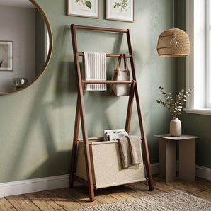 Minimalist Bamboo Foldable Coat Rack with Storage Bag