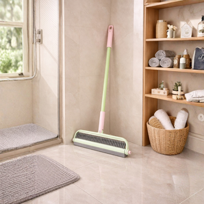 Rotating Double Head Floor Brush with Squeegee Cleaner