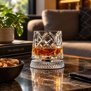 Crystal 360° Rotating Whiskey Glass with Base