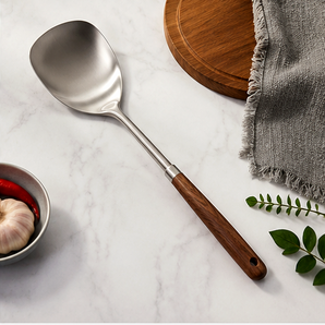 Premium Stainless Steel Spatula With Wooden Handle