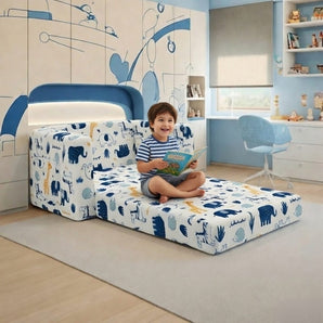 Soft Plush Kids Armchair Sofa Cum Bed with Side Pocket Design