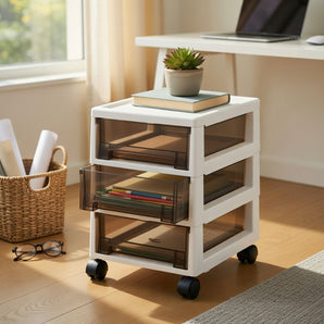 Multipurpose Multi-Layer Under Desk Storage Organizer with Lockable Wheels